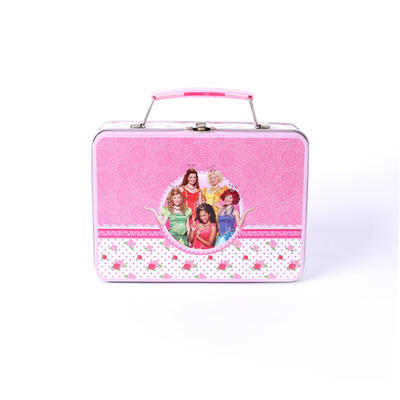 Rectangular lunch tinbox for kids with handle
