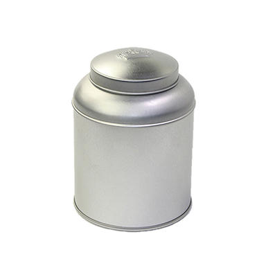 Sliver color round tea tin box with inner lid