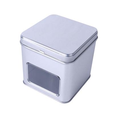 factory promotion square metal tin box with PVC windown