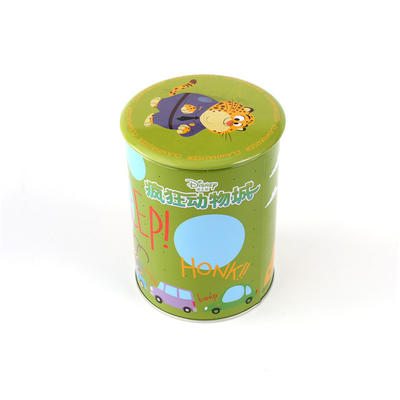 Small candy tin can for child with funny lid