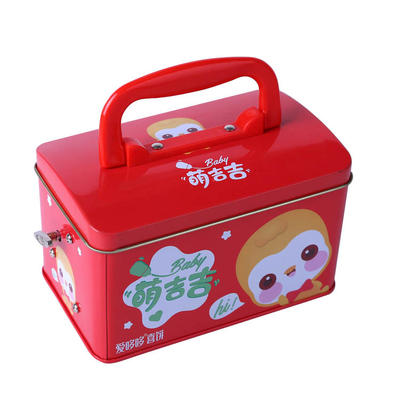 Music tin box with handle for gift packing