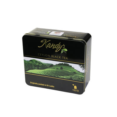 Rectangular tea tin box for packing tea bag with hinged lid